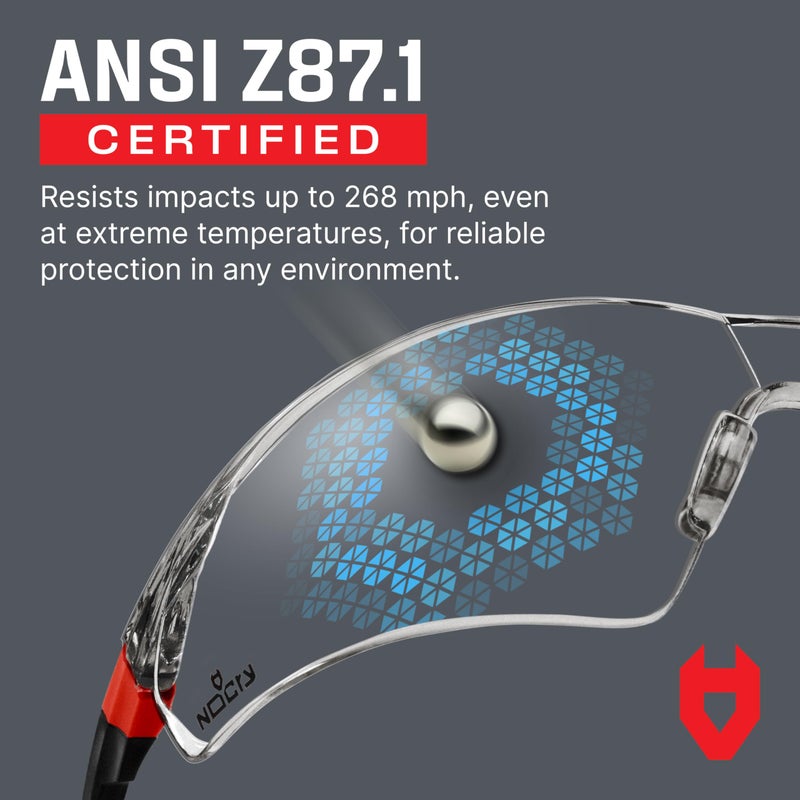 NoCry نظارات أمان NoCry الشفافة للرجال والنساء مع عدسات مقاومة للضباب والخدوش، وأذرع قابلة للتعديل ووسائد أنف - نظارات واقية معتمدة من ANSI Z87 مع حماية 100% من الأشعة فوق البنفسجية - Image 5